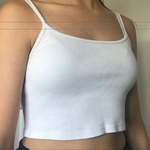 White Cropped Tank Top Brandy Melville